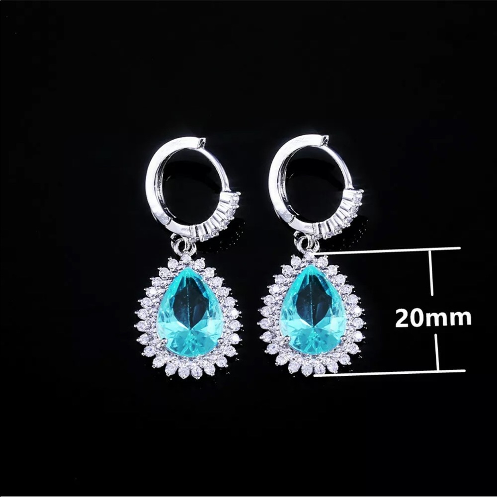 New Gorgeous 925 Silver Aquamarine Drop Earrings - Picture 4 of 5